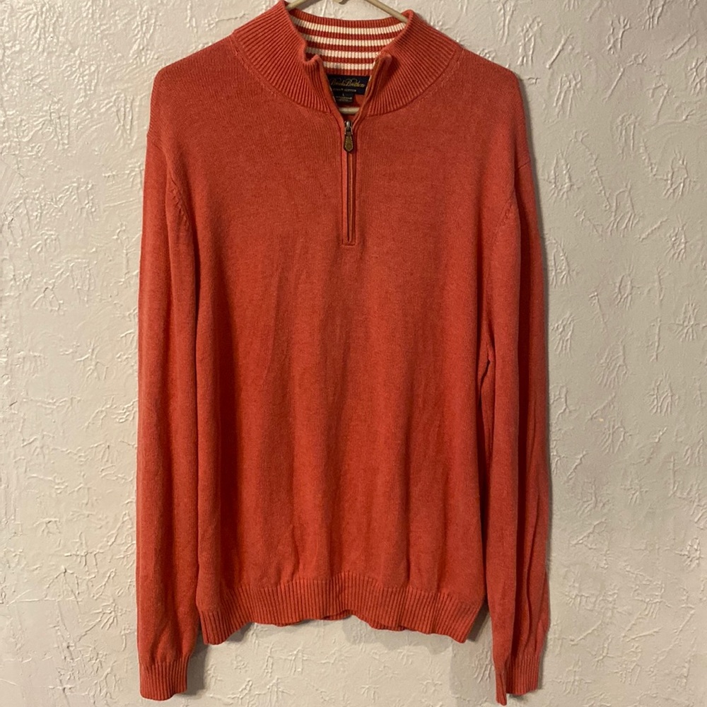 Brooks Brothers Men’s Salmon 1/4 Zip Sweater - L